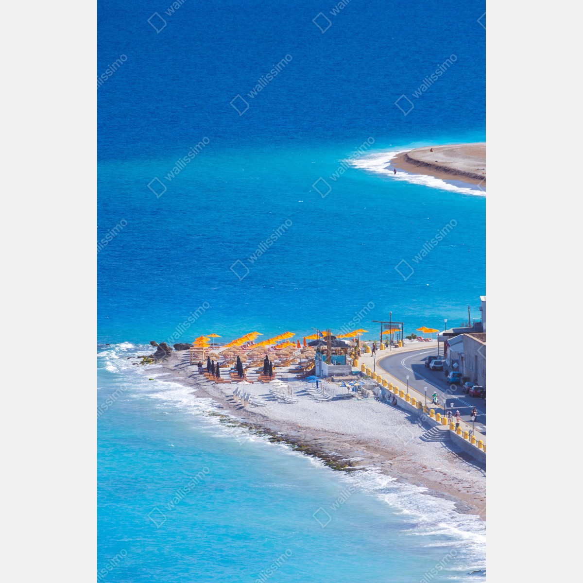 Plakat Rodos plaża z kolorowymi parasolami – Wallissimo® Plakat Rodos plaża z kolorowymi parasolami – Wallissimo®