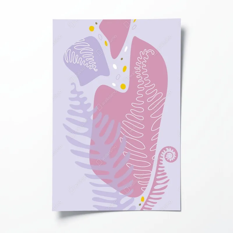 Plakat pastelowy wzór liści na ścianę – Wallissimo®