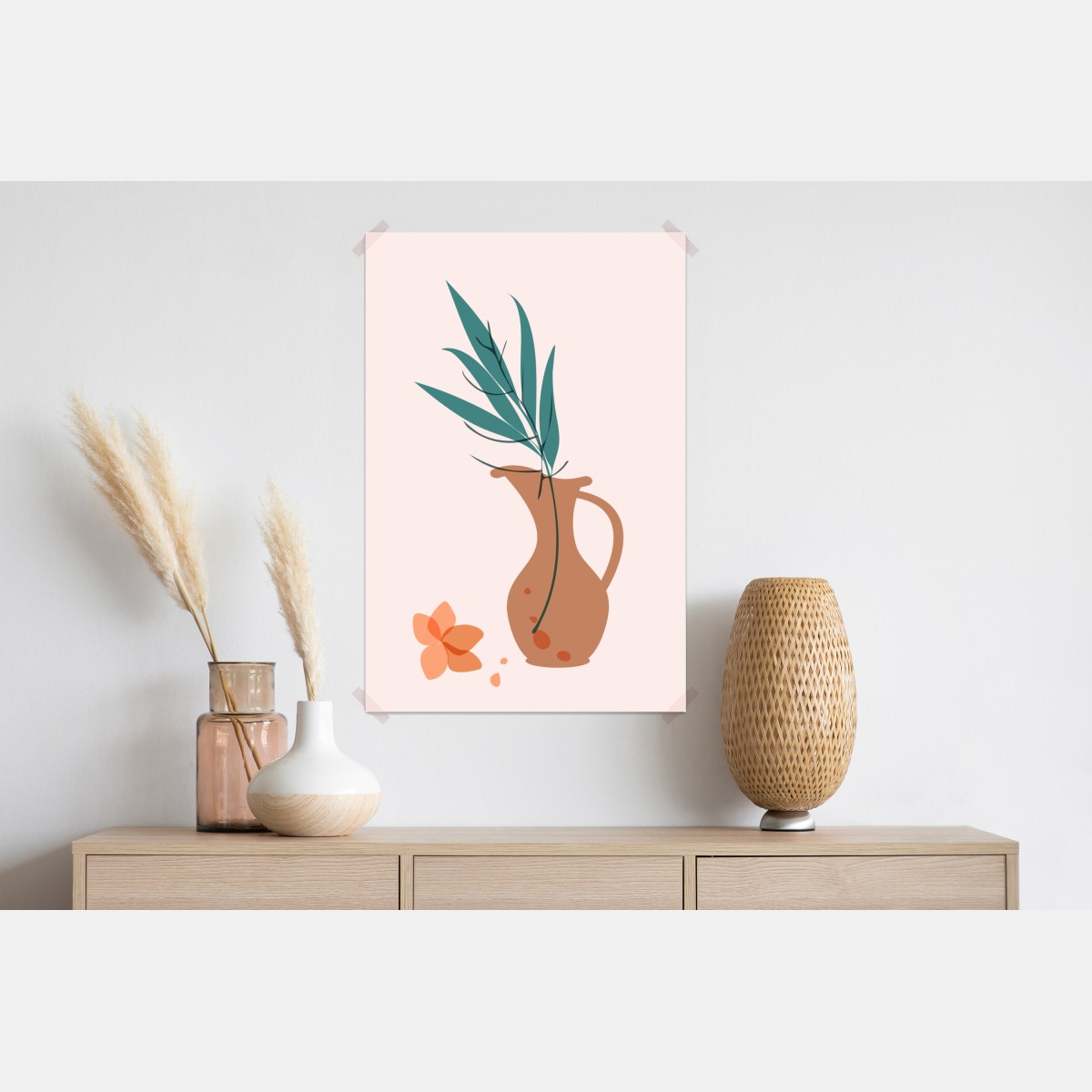 Plakat pastelowa botaniczna waza z liśćmi – Wallissimo® Plakat pastelowa botaniczna waza z liśćmi – Wallissimo®