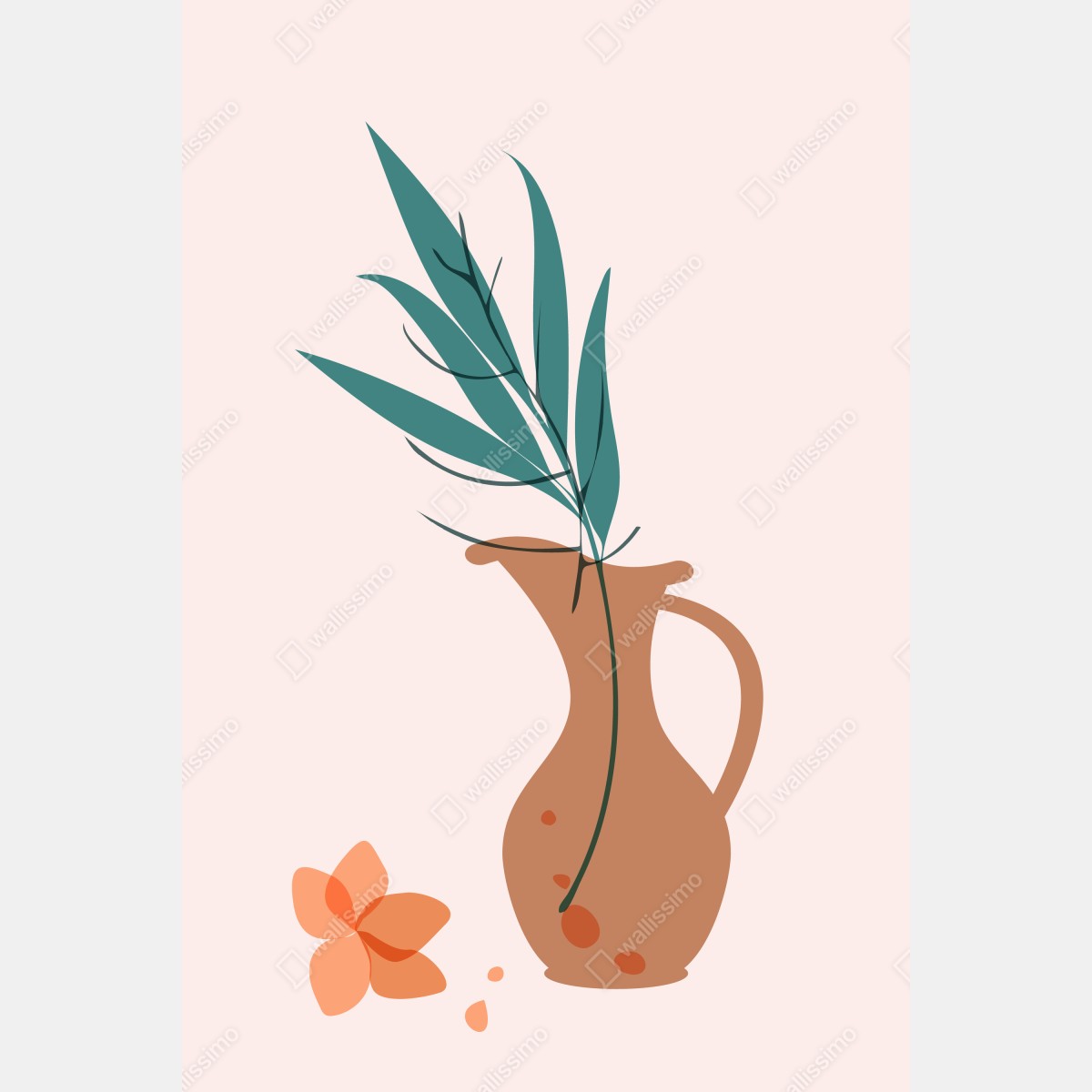 Plakat pastelowa botaniczna waza z liśćmi – Wallissimo® Plakat pastelowa botaniczna waza z liśćmi – Wallissimo®