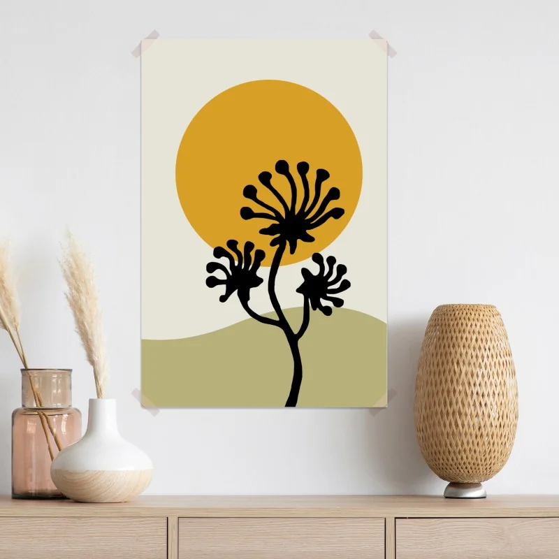 Plakat minimalistyczna botaniczna sylwetka ze słońcem – Wallissimo® Plakat minimalistyczna botaniczna sylwetka ze słońcem – Wallissimo®