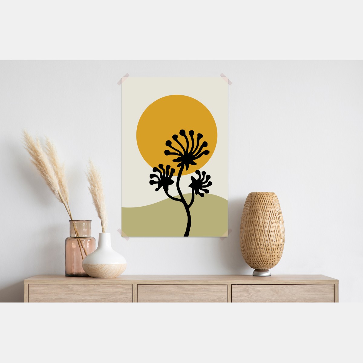 Plakat minimalistyczna botaniczna sylwetka ze słońcem – Wallissimo® Plakat minimalistyczna botaniczna sylwetka ze słońcem – Wallissimo®