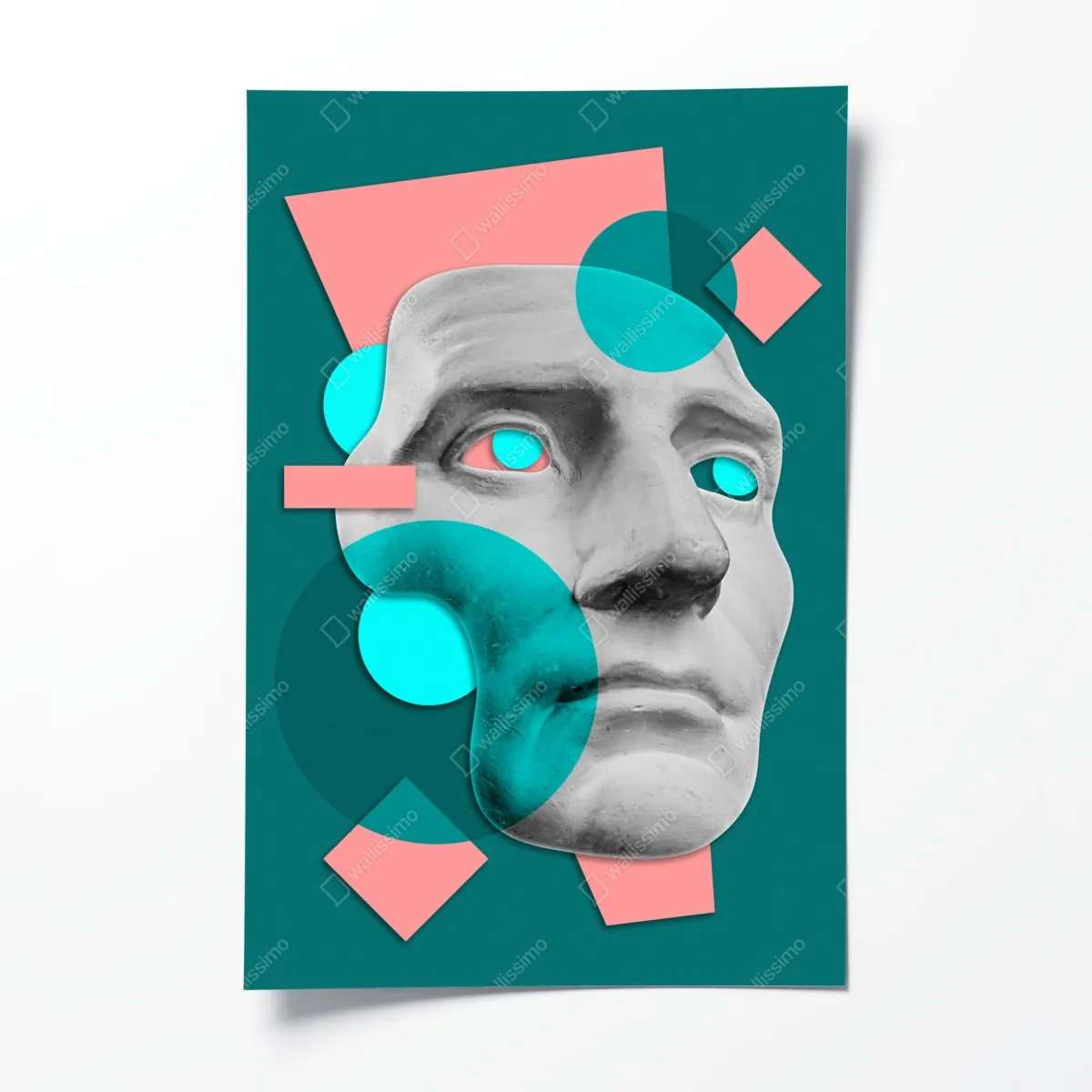 Plakat abstrakcyjna klasyczna maska w turkusie i różu – Wallissimo® Plakat abstrakcyjna klasyczna maska w turkusie i różu – Wallissimo®