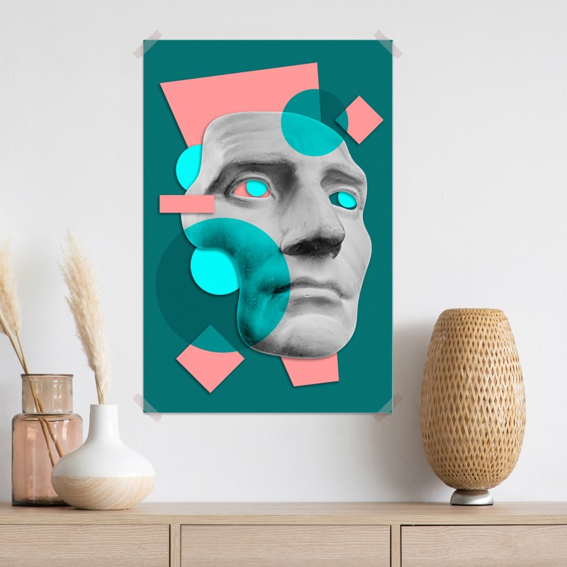 Plakat abstrakcyjna klasyczna maska w turkusie i różu – Wallissimo® Plakat abstrakcyjna klasyczna maska w turkusie i różu – Wallissimo®