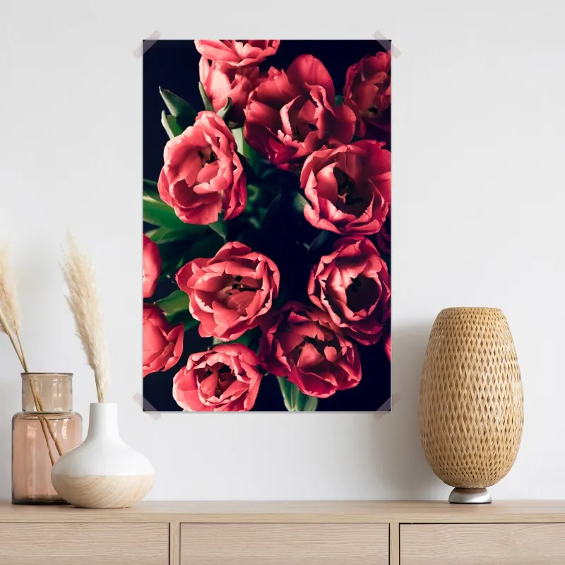 Plakat nastrojowy różowy bukiet tulipanów – Wallissimo® Plakat nastrojowy różowy bukiet tulipanów – Wallissimo®