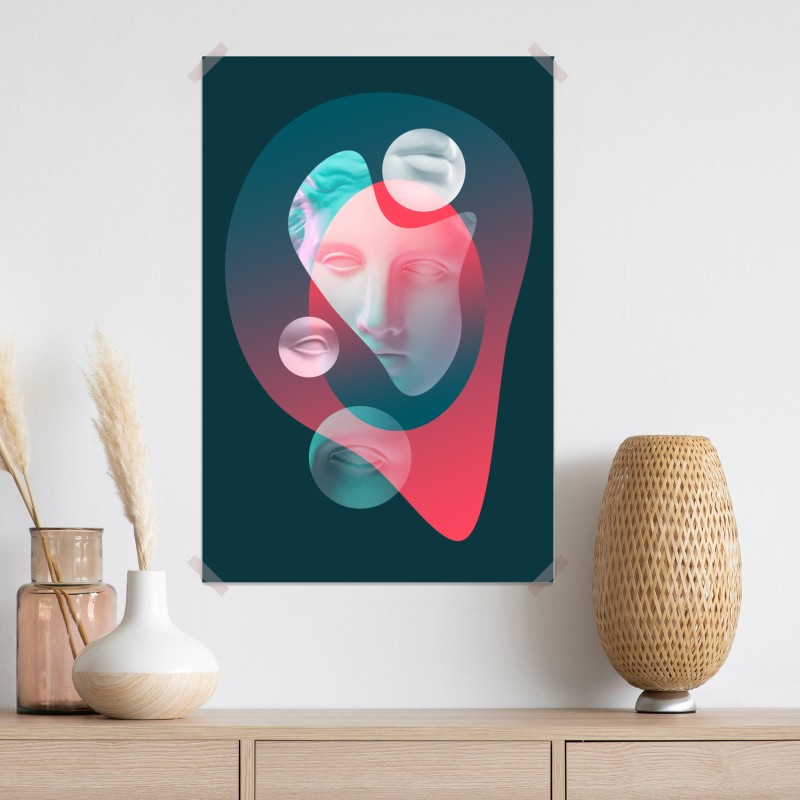Plakat surrealistyczna klasyczna twarz w duotonie – Wallissimo® Plakat surrealistyczna klasyczna twarz w duotonie – Wallissimo®