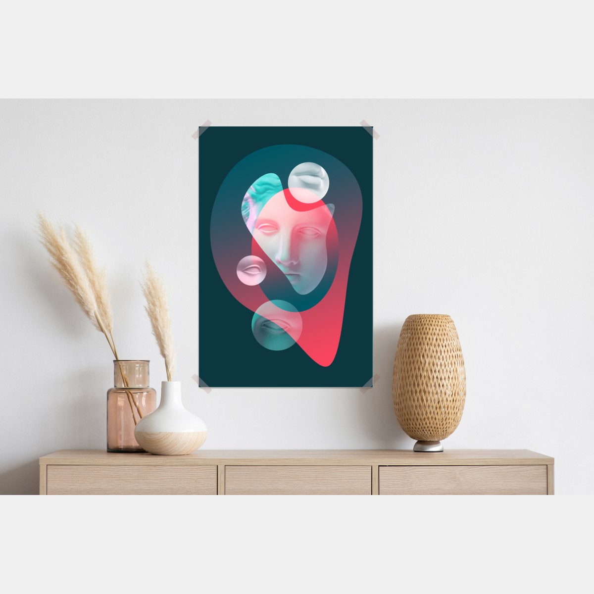 Plakat surrealistyczna klasyczna twarz w duotonie – Wallissimo® Plakat surrealistyczna klasyczna twarz w duotonie – Wallissimo®