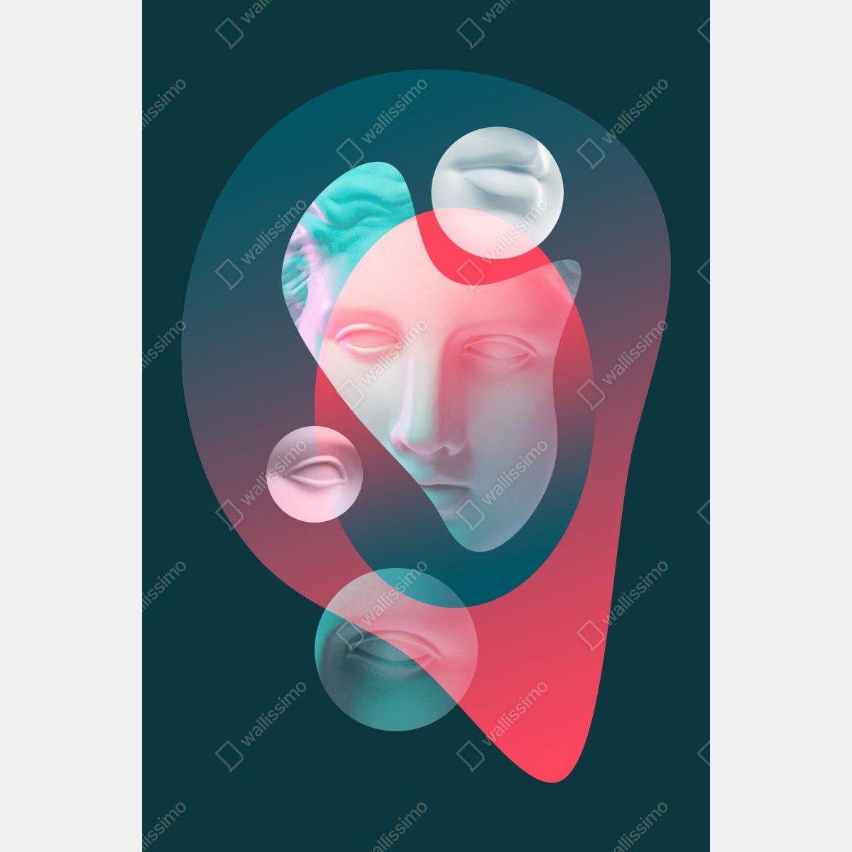Plakat surrealistyczna klasyczna twarz w duotonie – Wallissimo® Plakat surrealistyczna klasyczna twarz w duotonie – Wallissimo®