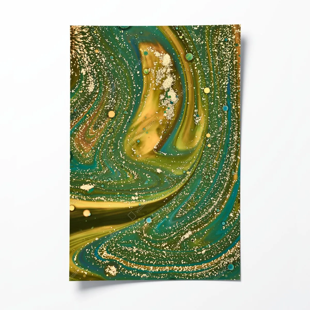 Plakat zielono-złota płynna marmurkowa grafika – Wallissimo® Plakat zielono-złota płynna marmurkowa grafika – Wallissimo®