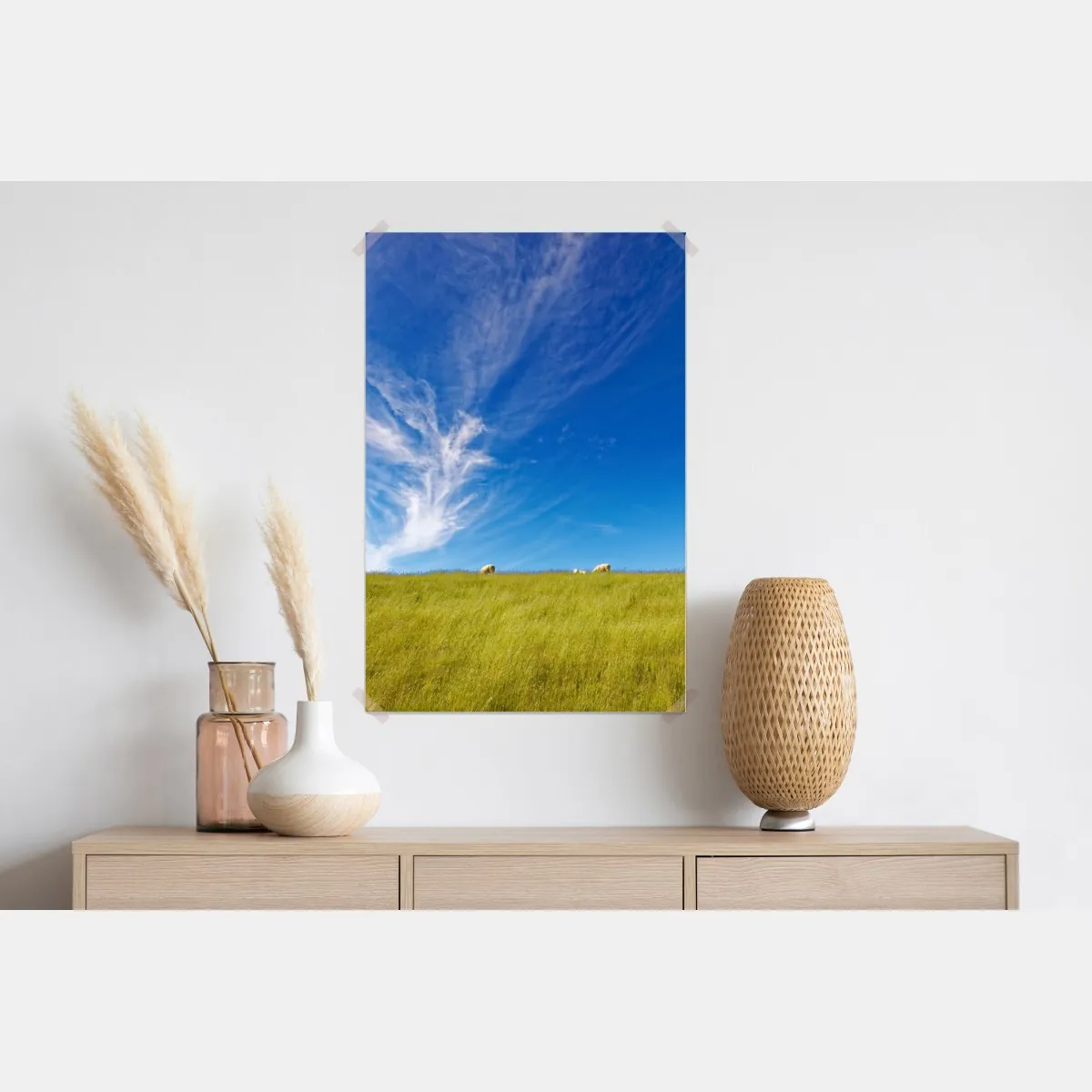 Plakat spokojna łąka pod błękitnym niebem – Wallissimo® Plakat spokojna łąka pod błękitnym niebem – Wallissimo®