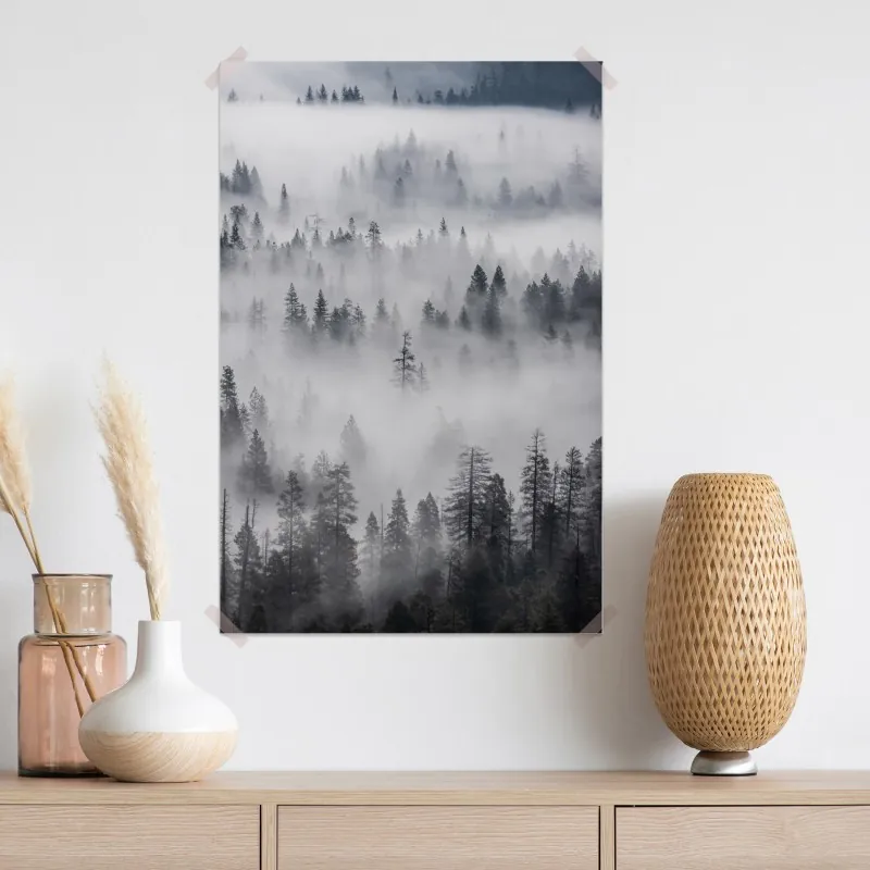 Plakat mglisty las sosnowy – Wallissimo® Plakat mglisty las sosnowy – Wallissimo®