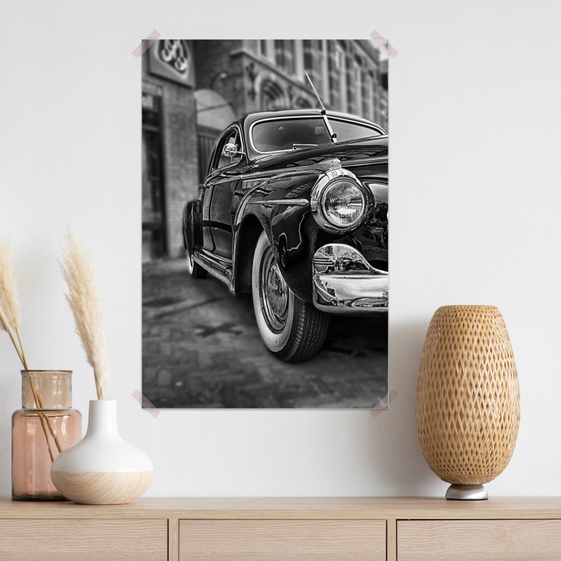 Plakat zabytkowy klasyczny samochód na brukowanej ulicy – Wallissimo® Plakat zabytkowy klasyczny samochód na brukowanej ulicy – Wallissimo®