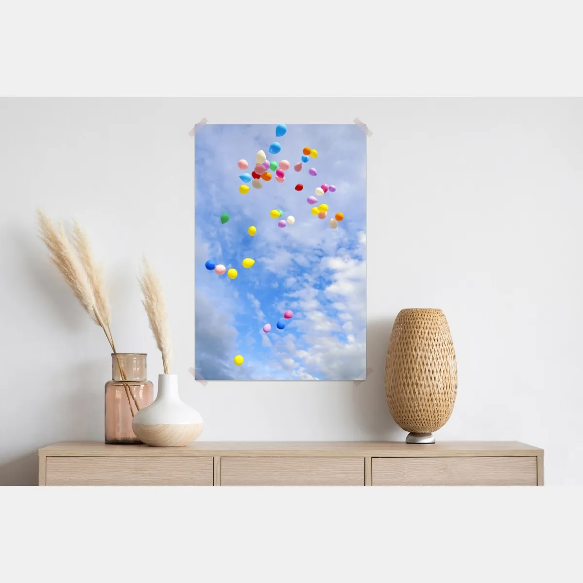 Plakat kolorowe balony unoszące się w niebie – Wallissimo® Plakat kolorowe balony unoszące się w niebie – Wallissimo®