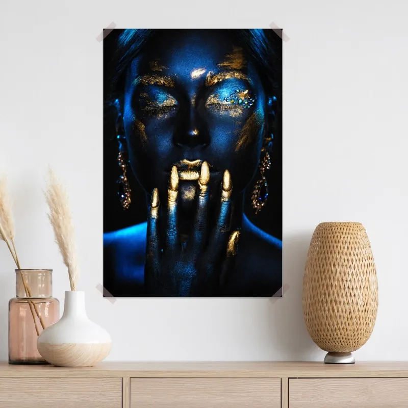 Plakat mistyczny portret w złocie i błękicie – Wallissimo® Plakat mistyczny portret w złocie i błękicie – Wallissimo®