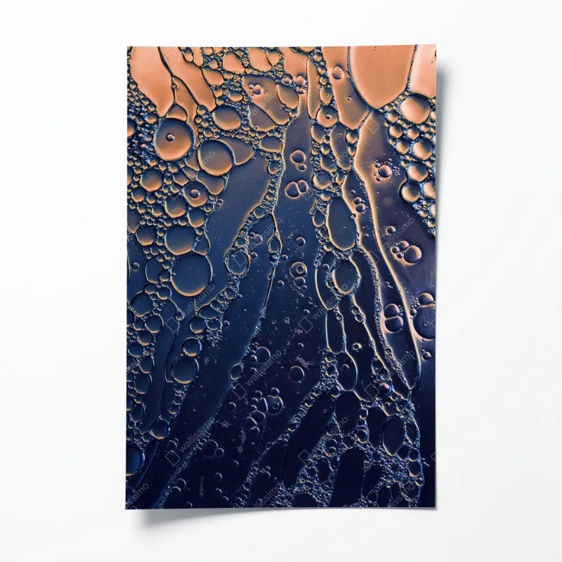 Plakat niebiesko-złote abstrakcyjne bąbelki