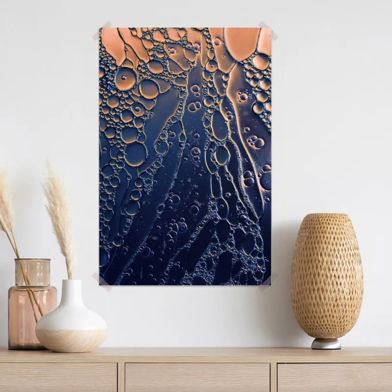 Plakat niebiesko-złote abstrakcyjne bąbelki – Wallissimo® Plakat niebiesko-złote abstrakcyjne bąbelki – Wallissimo®