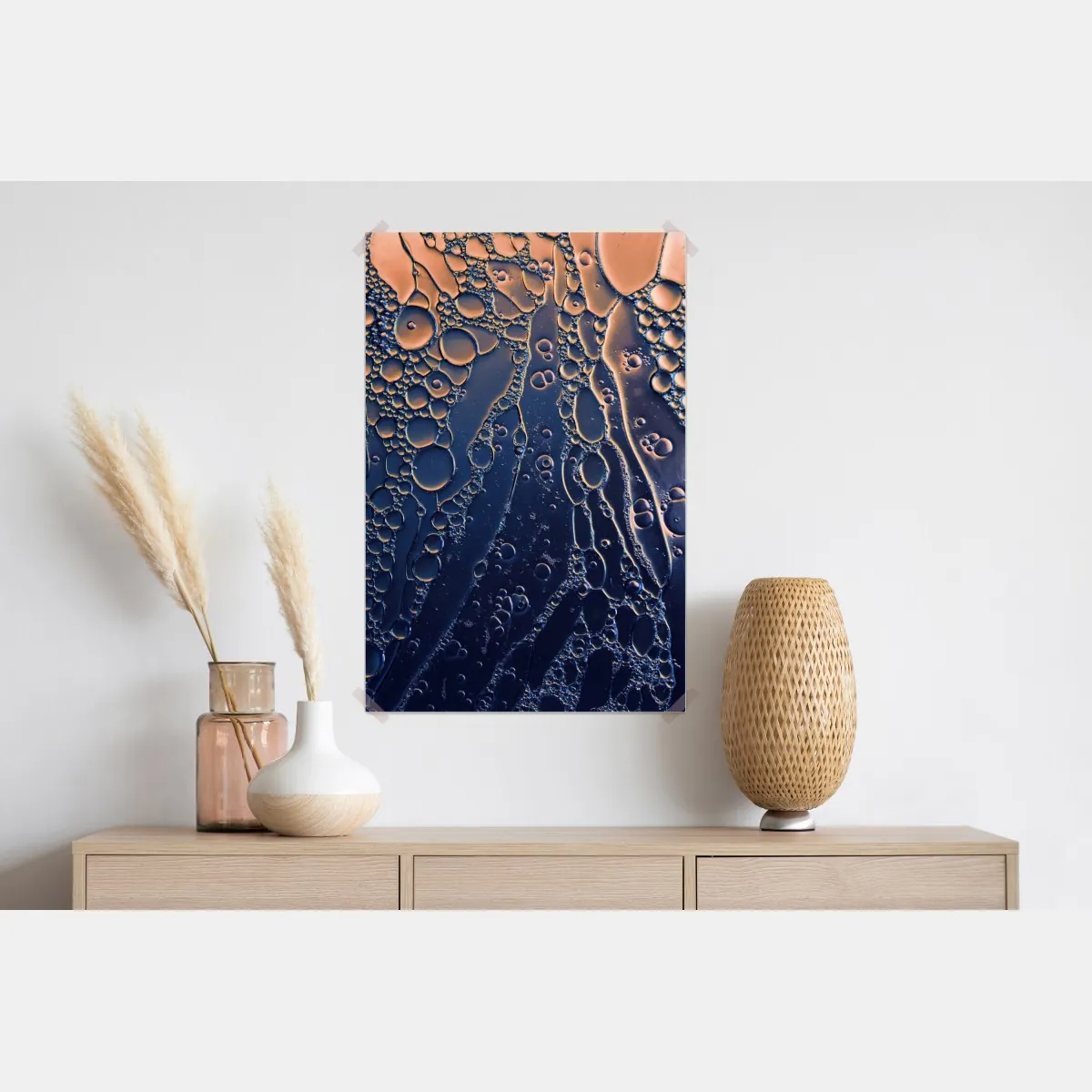 Plakat niebiesko-złote abstrakcyjne bąbelki – Wallissimo® Plakat niebiesko-złote abstrakcyjne bąbelki – Wallissimo®