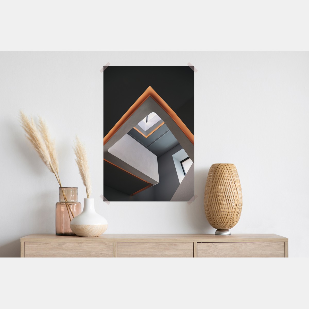 Plakat minimalistyczne geometryczne wnętrze z świetlikiem – Wallissimo® Plakat minimalistyczne geometryczne wnętrze z świetlikiem – Wallissimo®