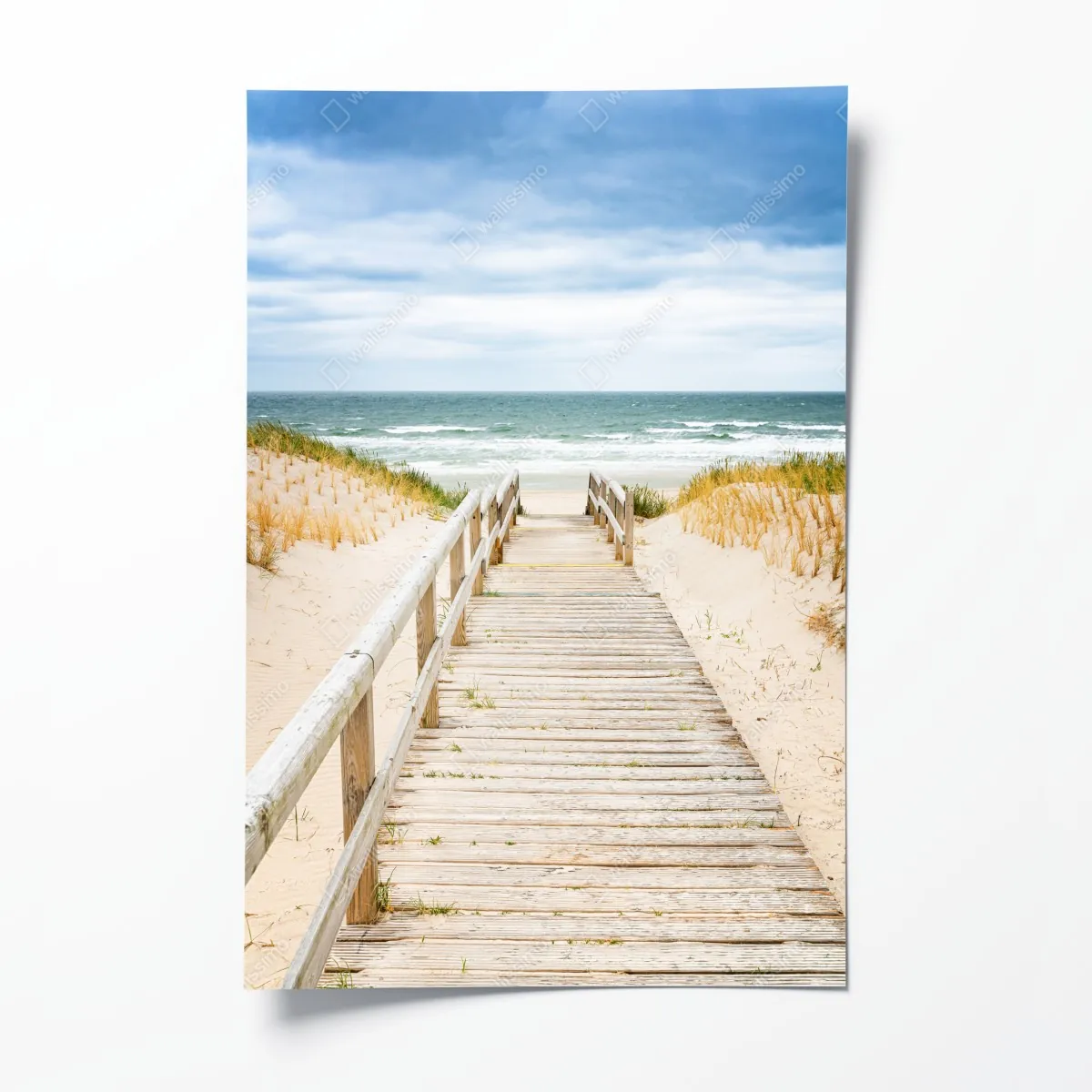 Plakat drewniany pomost prowadzący na plażę, Sylt – Wallissimo® Plakat drewniany pomost prowadzący na plażę, Sylt – Wallissimo®