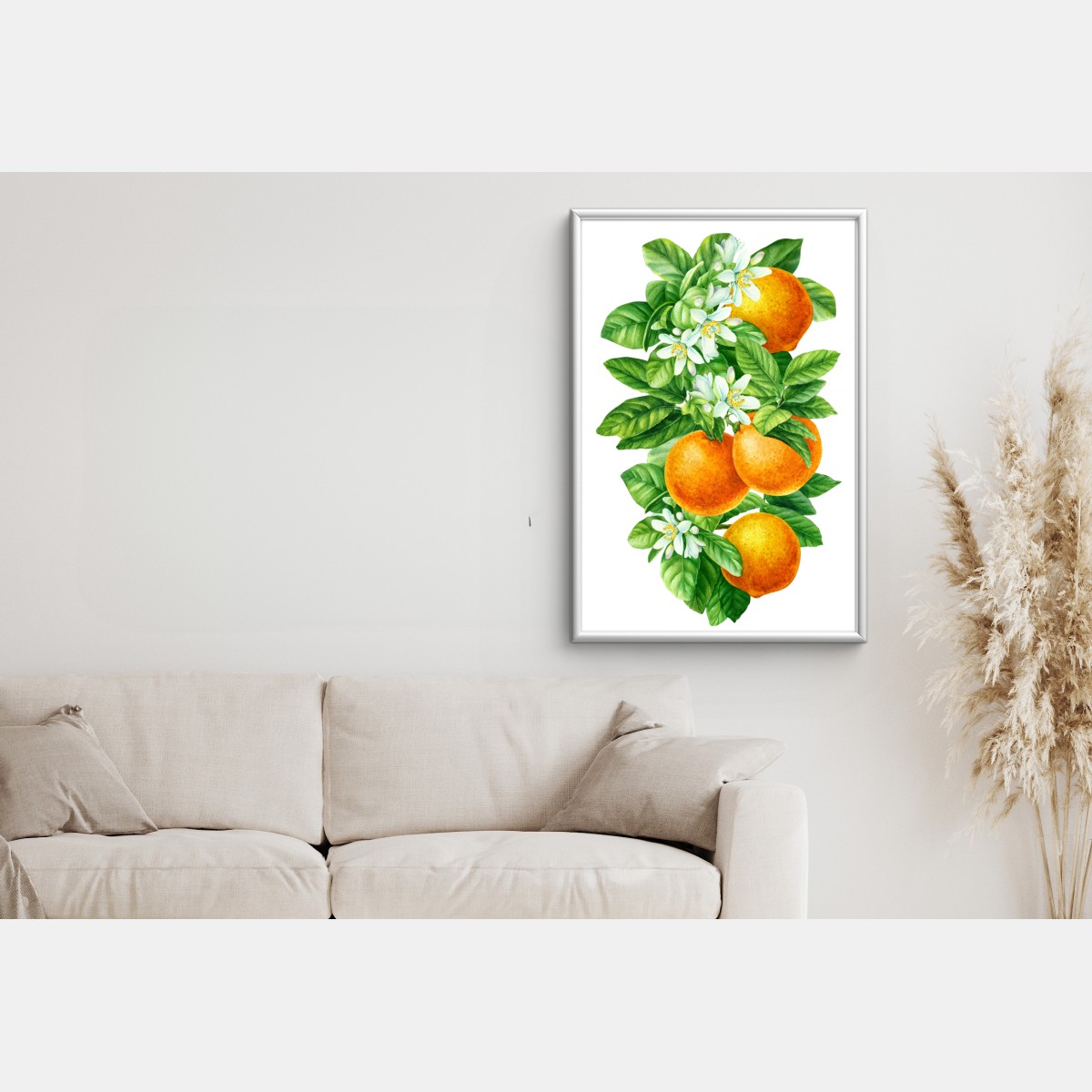 Plakat kwiaty cytrusów i dojrzałe pomarańcze – Wallissimo®