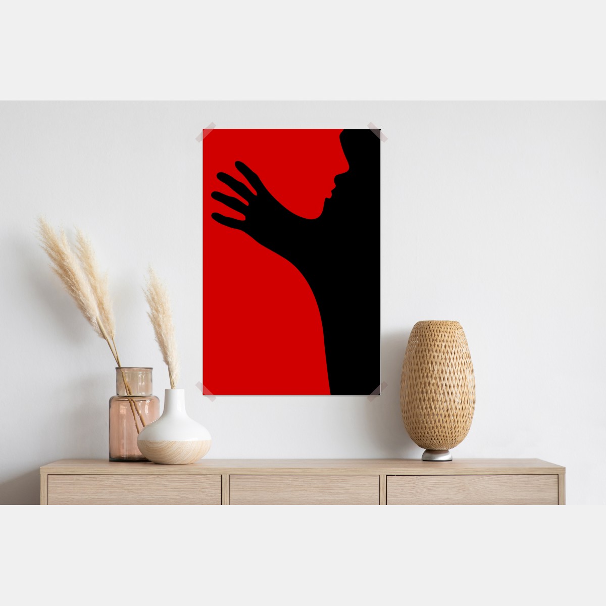 Plakat odważna czerwono-czarna sylwetka – Wallissimo® Plakat odważna czerwono-czarna sylwetka – Wallissimo®