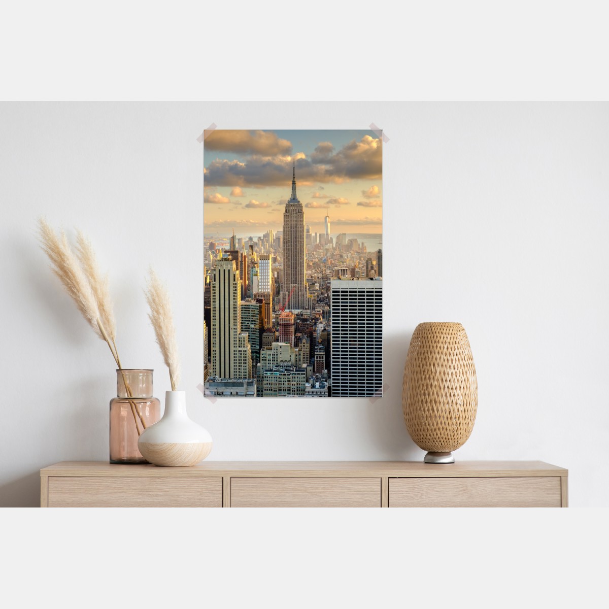 Plakat panorama Nowego Jorku o zachodzie słońca – Wallissimo® Plakat panorama Nowego Jorku o zachodzie słońca – Wallissimo®