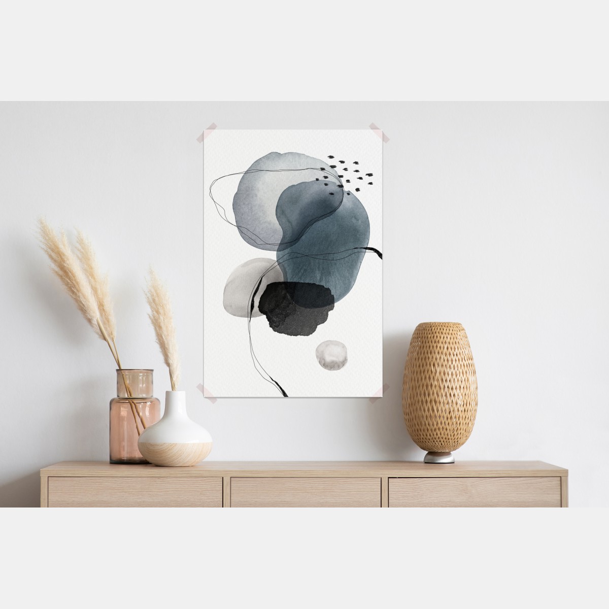 Plakat spokojne niebieskie akwarelowe kule – Wallissimo® Plakat spokojne niebieskie akwarelowe kule – Wallissimo®