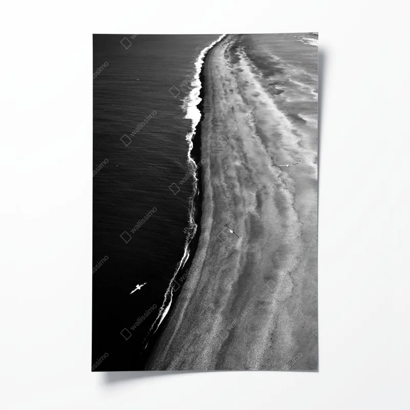 Plakat monochromatyczne wybrzeże z lotu ptaka