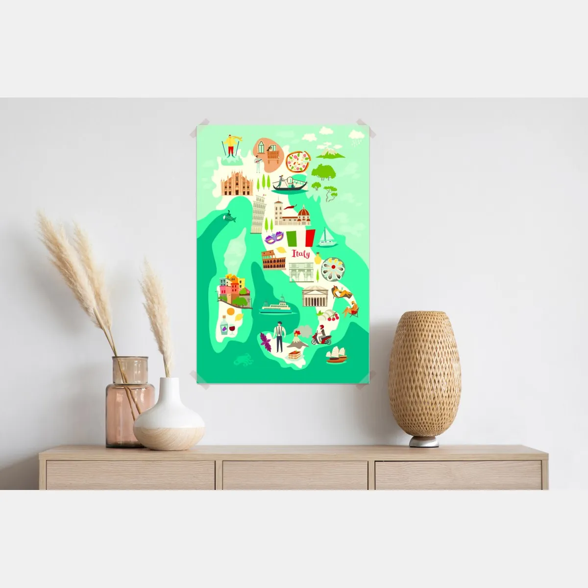 Plakat Włochy mapa turystyczna z ikonicznymi zabytkami – Wallissimo® Plakat Włochy mapa turystyczna z ikonicznymi zabytkami – Wallissimo®