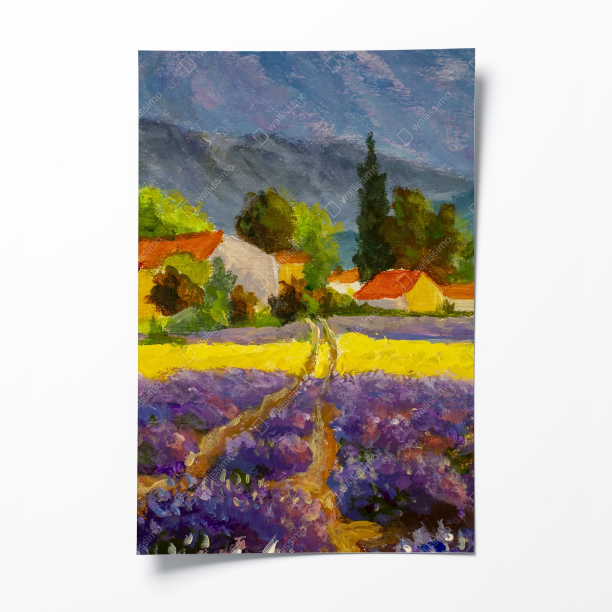 Plakat lawendowe pola o zachodzie słońca – Wallissimo®