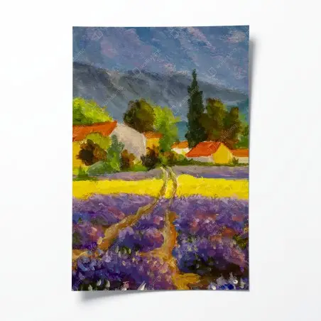 Plakat lawendowe pola o zachodzie słońca – Wallissimo®