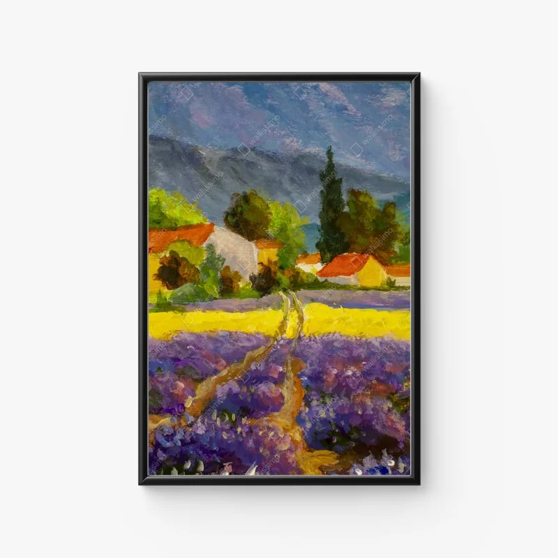 Plakat lawendowe pola o zachodzie słońca – Wallissimo®