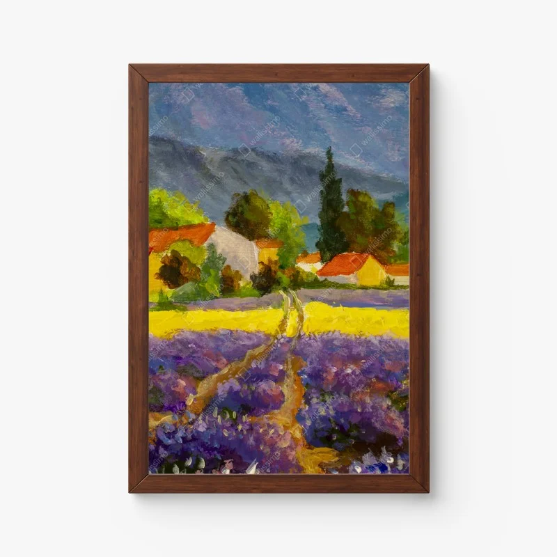Plakat lawendowe pola o zachodzie słońca – Wallissimo®