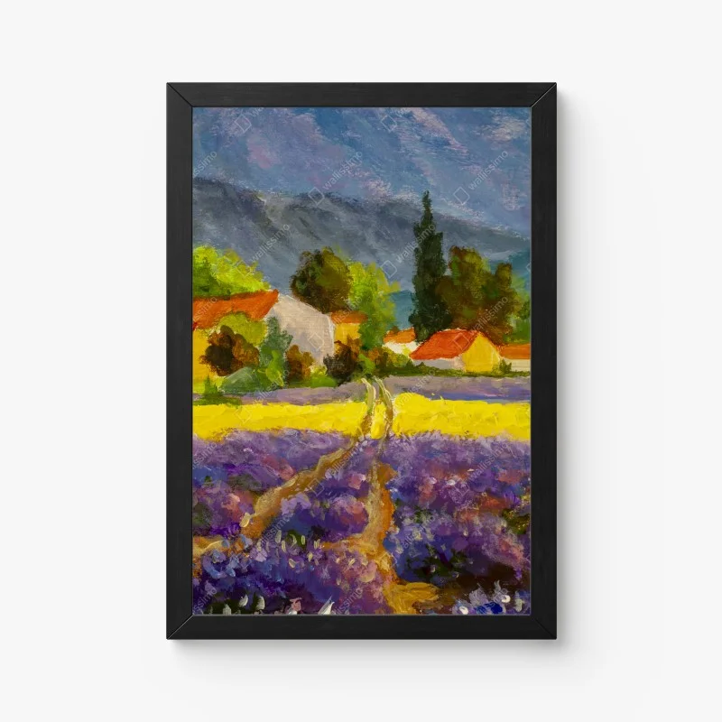 Plakat lawendowe pola o zachodzie słońca – Wallissimo®