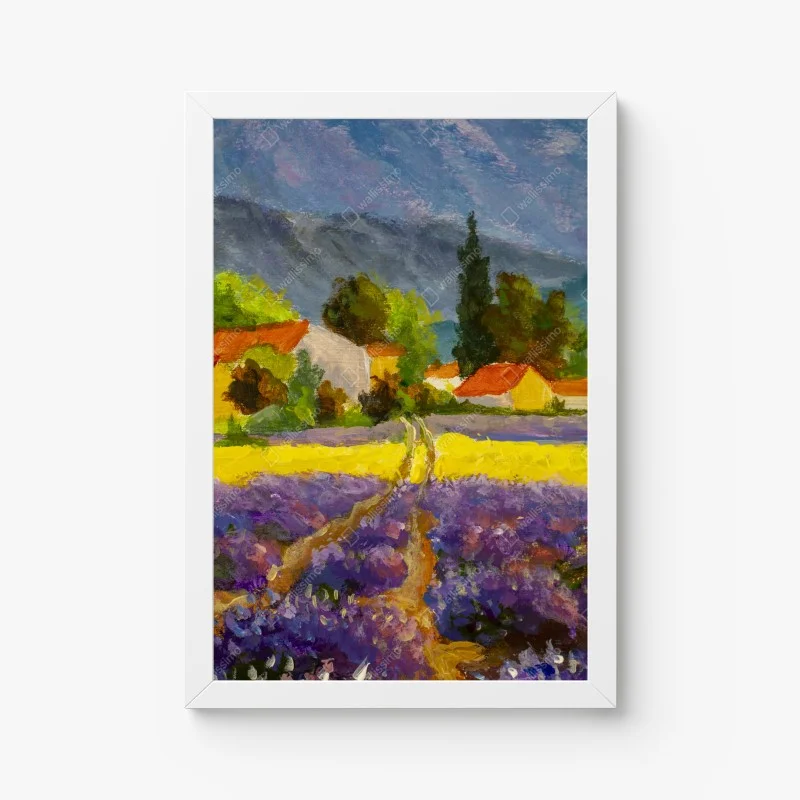 Plakat lawendowe pola o zachodzie słońca – Wallissimo®