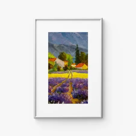 Plakat lawendowe pola o zachodzie słońca – Wallissimo®
