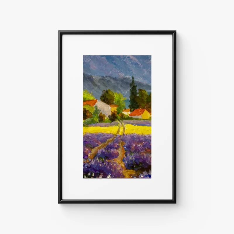 Plakat lawendowe pola o zachodzie słońca – Wallissimo®