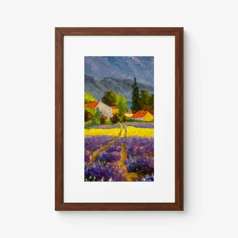 Plakat lawendowe pola o zachodzie słońca – Wallissimo®