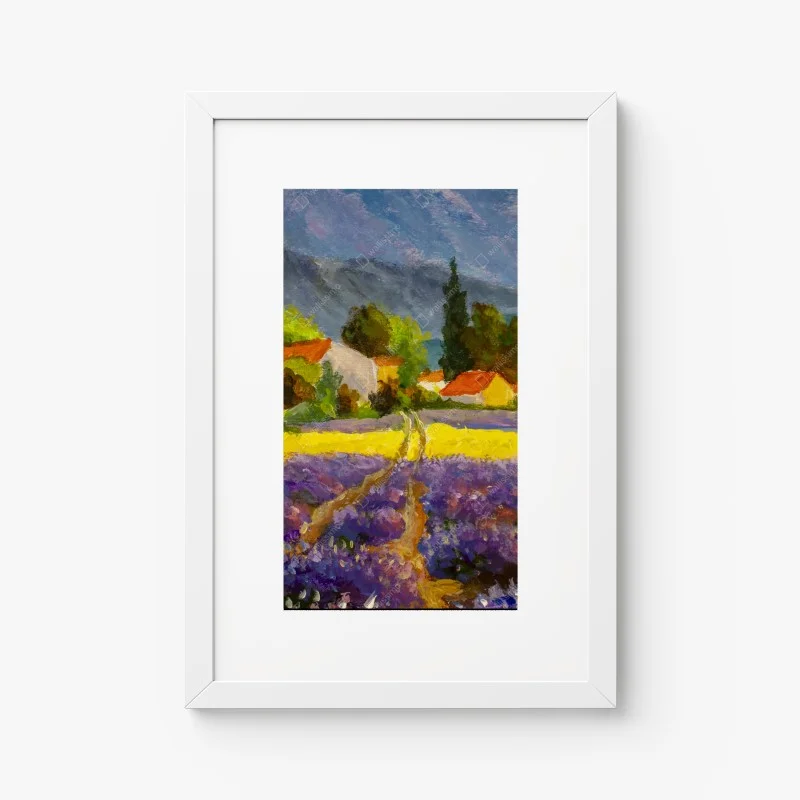 Plakat lawendowe pola o zachodzie słońca – Wallissimo®