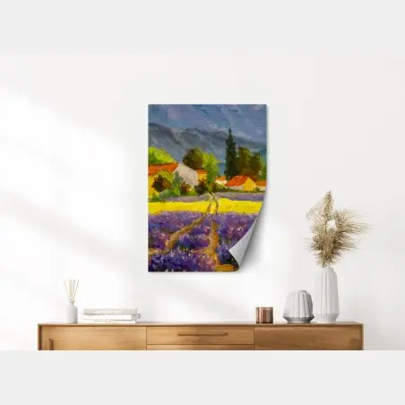 Plakat lawendowe pola o zachodzie słońca – Wallissimo®