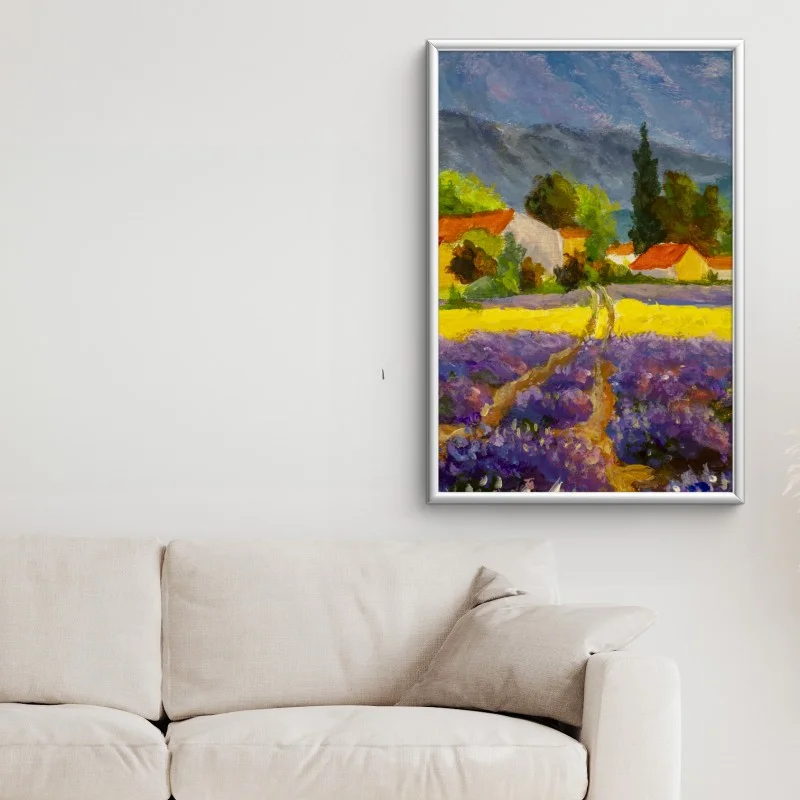 Plakat lawendowe pola o zachodzie słońca – Wallissimo®