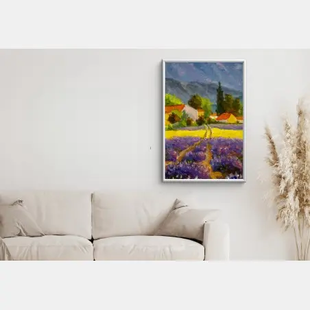 Plakat lawendowe pola o zachodzie słońca – Wallissimo®