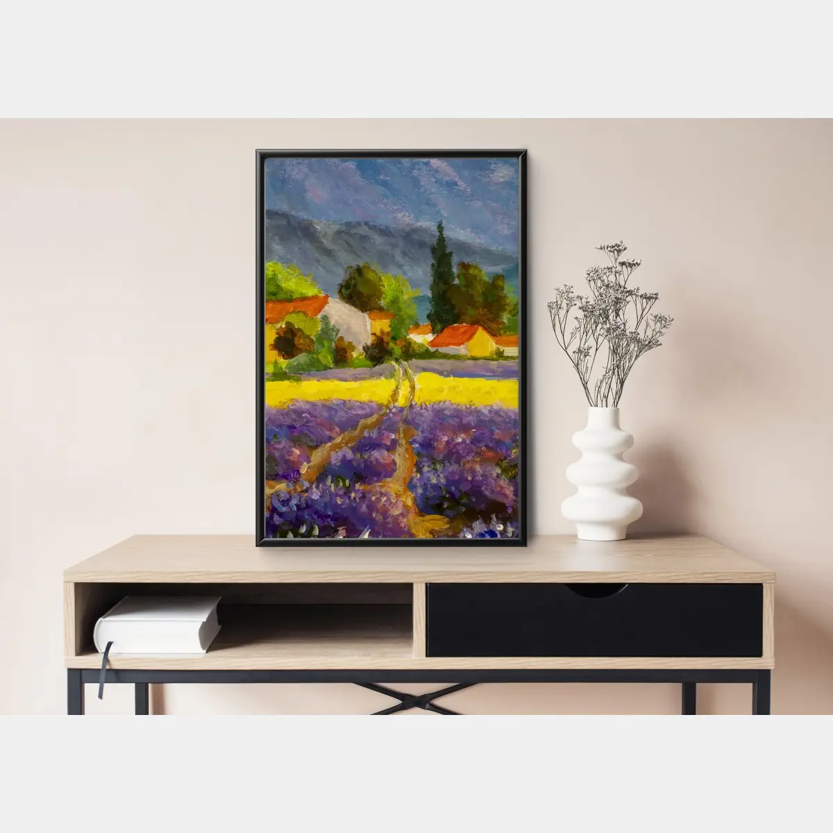 Plakat lawendowe pola o zachodzie słońca – Wallissimo®