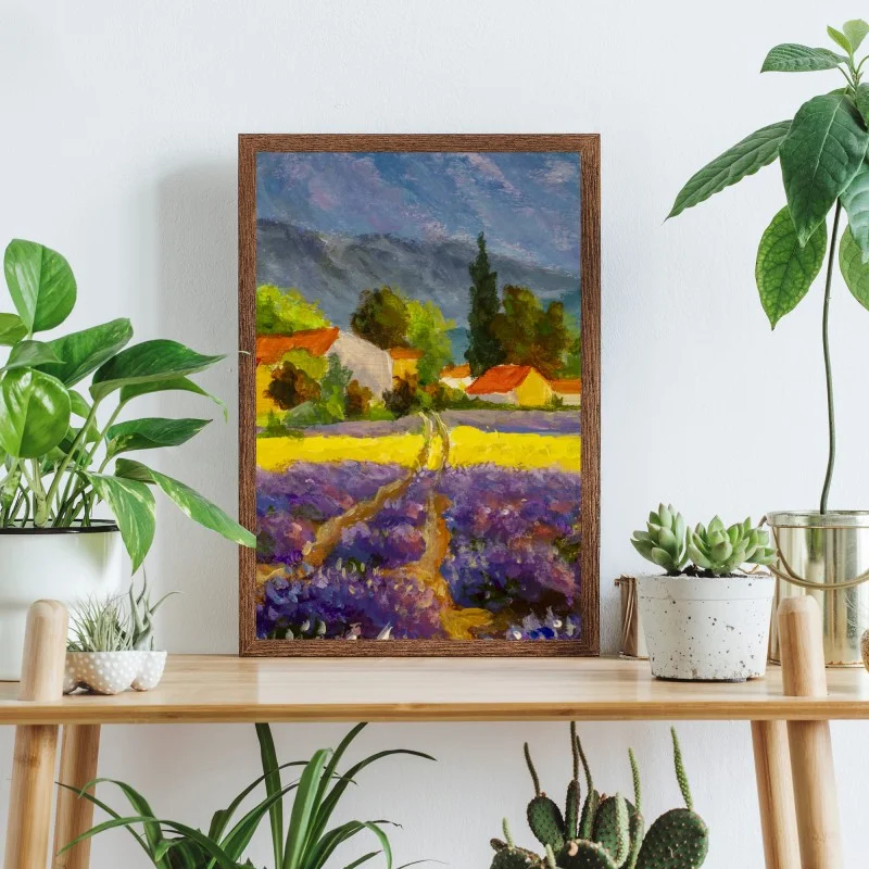Plakat lawendowe pola o zachodzie słońca – Wallissimo®