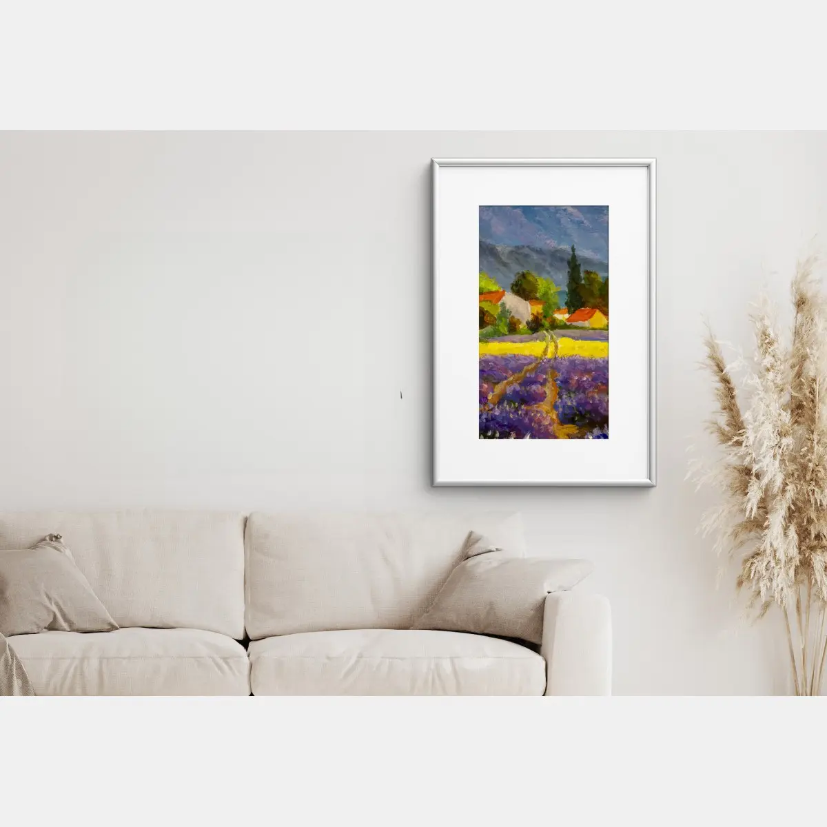 Plakat lawendowe pola o zachodzie słońca – Wallissimo®