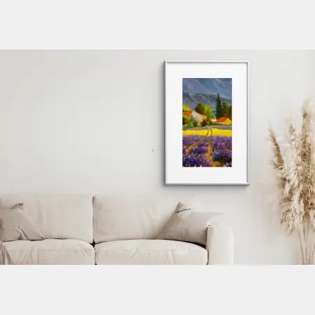 Plakat lawendowe pola o zachodzie słońca – Wallissimo®