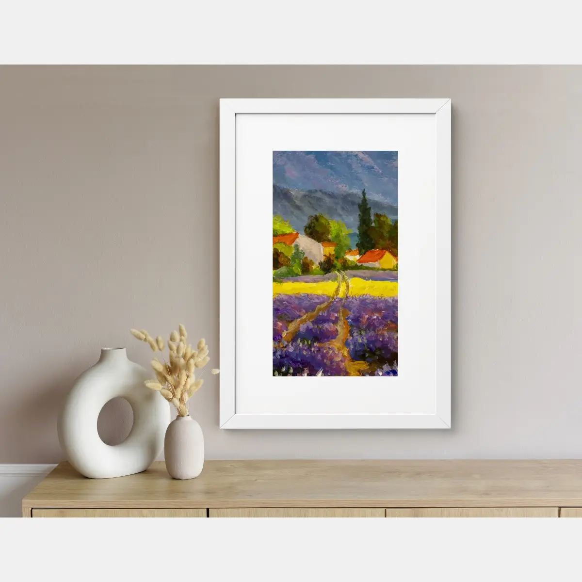 Plakat lawendowe pola o zachodzie słońca – Wallissimo®