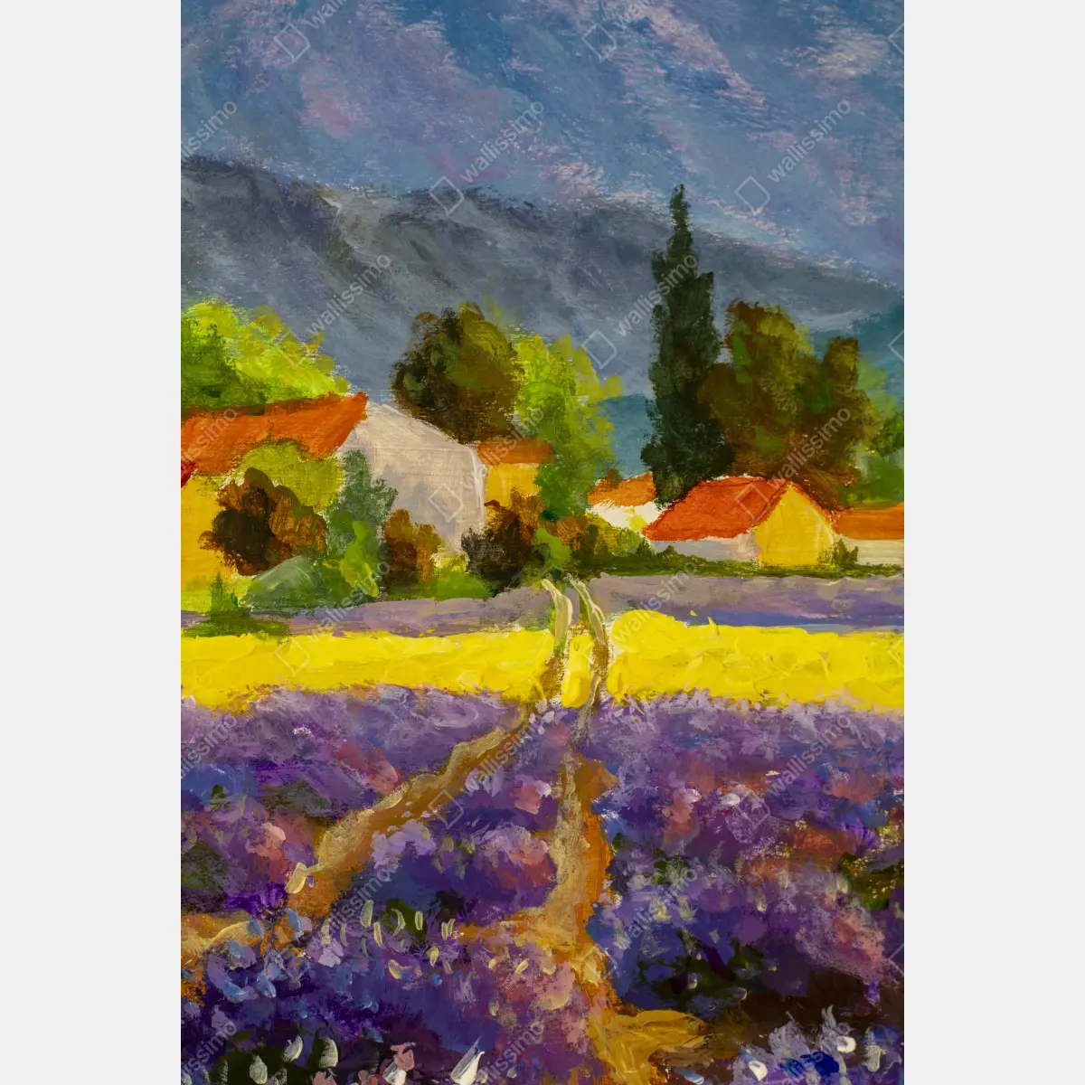 Plakat lawendowe pola o zachodzie słońca – Wallissimo®