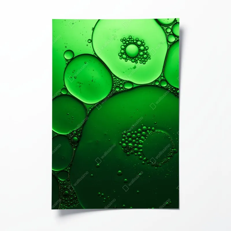 Plakat zielone bańki abstrakcyjna kompozycja