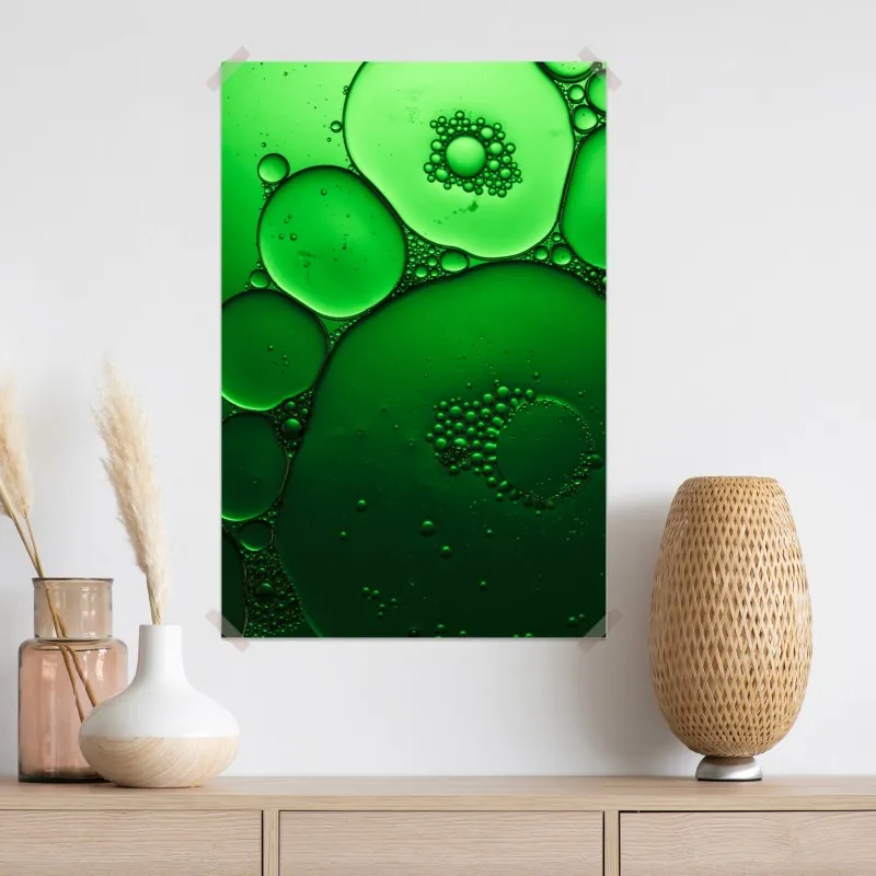 Plakat zielone bańki abstrakcyjna kompozycja